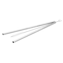 Load image into Gallery viewer, Reusable Straws: 2pk with cleaning brush: Silver
